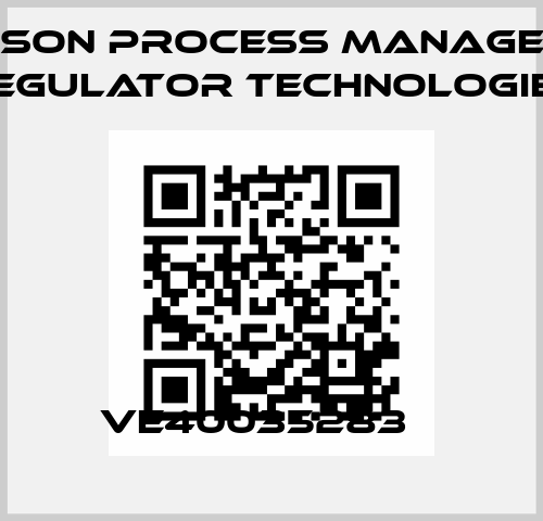VE40035283    Emerson Process Management Regulator Technologies