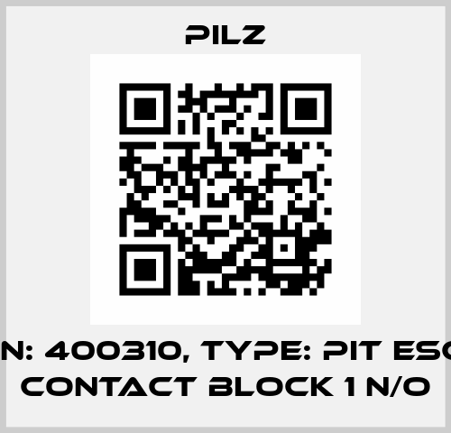 p/n: 400310, Type: PIT esc3 contact block 1 n/o Pilz