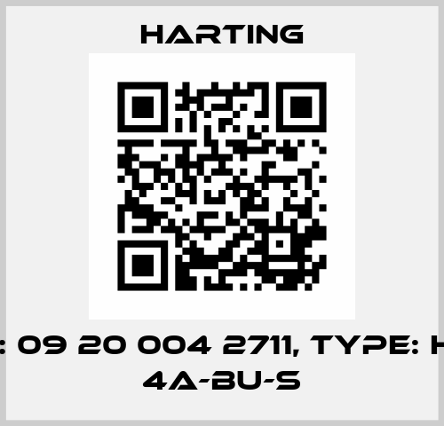 P/N: 09 20 004 2711, Type: Han 4A-BU-S Harting