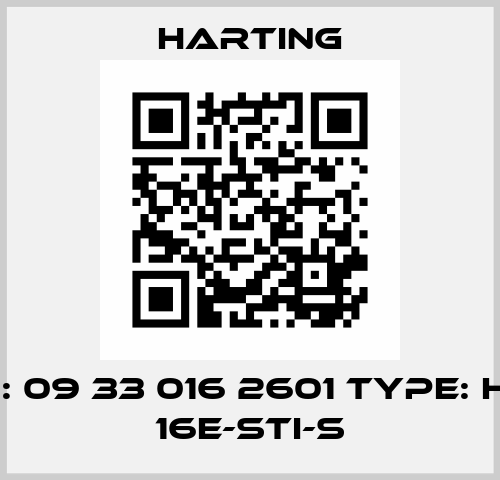 P/N: 09 33 016 2601 Type: Han 16E-sti-s Harting
