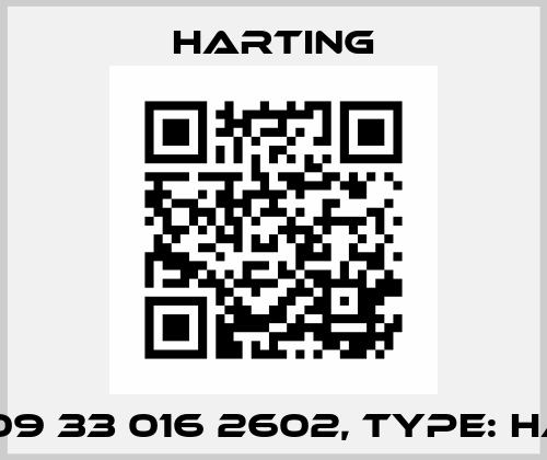 p/n: 09 33 016 2602, Type: Han 16 Harting
