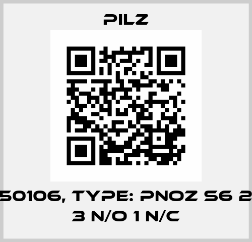 p/n: 750106, Type: PNOZ s6 24VDC 3 n/o 1 n/c Pilz