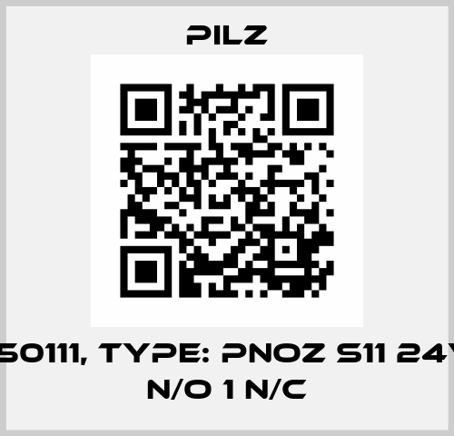 p/n: 750111, Type: PNOZ s11 24VDC 8 n/o 1 n/c Pilz