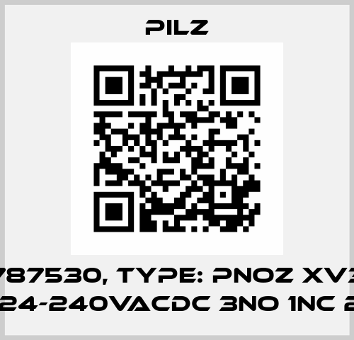 p/n: 787530, Type: PNOZ XV3.1P C 30/24-240VACDC 3no 1nc 2no Pilz
