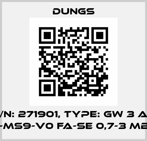 P/N: 271901, Type: GW 3 A6 Ag-G3-MS9-V0 fa-se 0,7-3 mbar bl Dungs