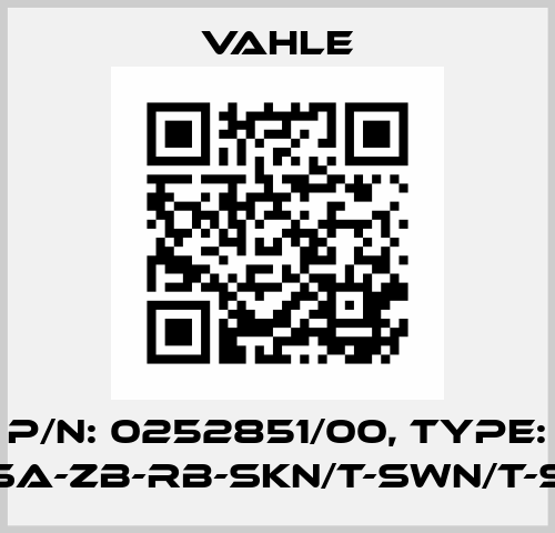 P/n: 0252851/00, Type: SA-ZB-RB-SKN/T-SWN/T-S Vahle
