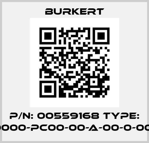 P/N: 00559168 Type: 8222-0000-PC00-00-A-00-0-000/00-Y Burkert