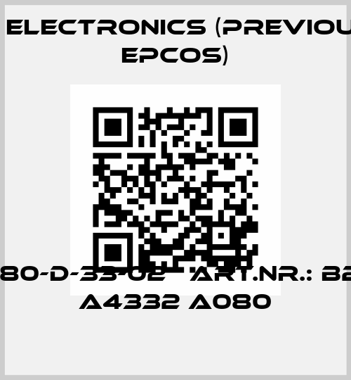 MKK480-D-33-02   Art.nr.: B25673 A4332 A080 TDK Electronics (previously EPCOS)