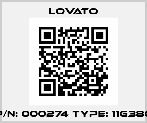 P/N: 000274 Type: 11G380 Lovato