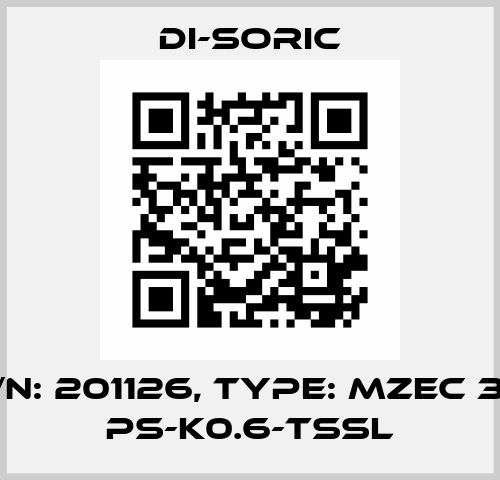 p/n: 201126, Type: MZEC 3.7 PS-K0.6-TSSL Di-Soric
