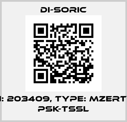 p/n: 203409, Type: MZERT 20 PSK-TSSL Di-Soric