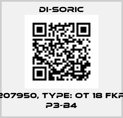 p/n: 207950, Type: OT 18 FKR 600 P3-B4 Di-Soric