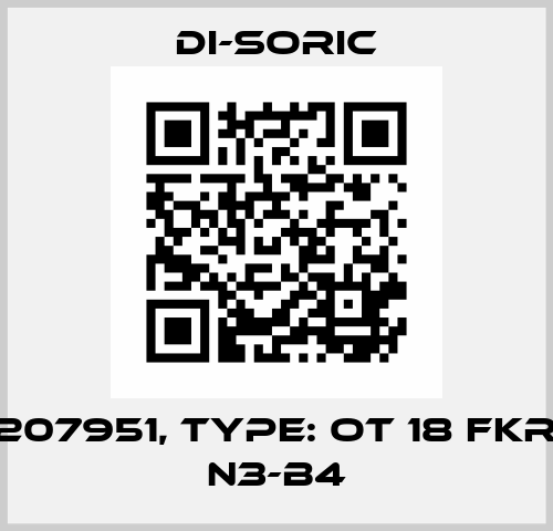 p/n: 207951, Type: OT 18 FKR 600 N3-B4 Di-Soric