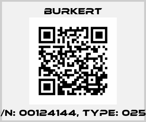 p/n: 00124144, Type: 0255 Burkert