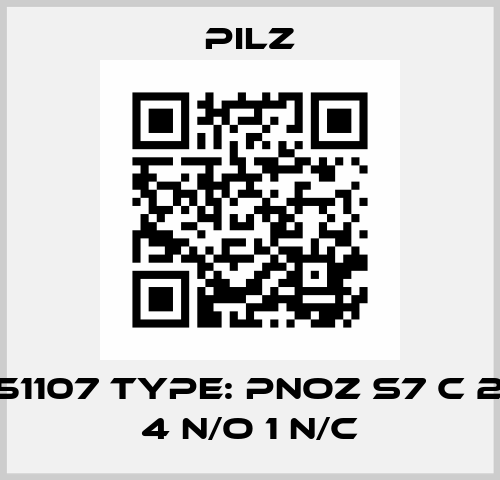 P/N: 751107 Type: PNOZ s7 C 24VDC 4 n/o 1 n/c Pilz
