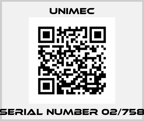 serial number 02/758 Unimec