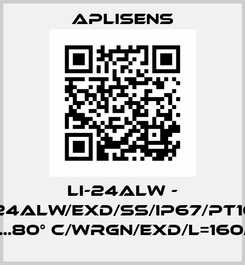 LI-24ALW - LI-24ALW/Exd/SS/IP67/Pt100/ -40...80° C/WRGN/Exd/L=160mm Aplisens