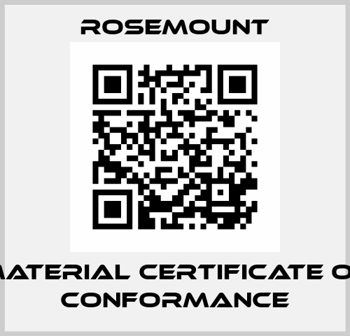 Material Certificate of Conformance Rosemount