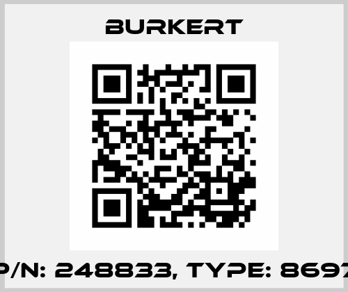 p/n: 248833, Type: 8697 Burkert