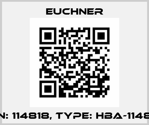 p/n: 114818, Type: HBA-114818 Euchner