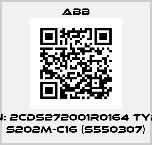 P/N: 2CDS272001R0164 Type: S202M-C16 (S550307) ABB