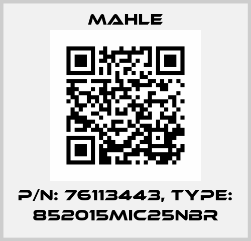 P/N: 76113443, Type: 852015MIC25NBR MAHLE