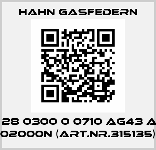 G 14 28 0300 0 0710 AG43 AG43 02000N (Art.Nr.315135) Hahn Gasfedern
