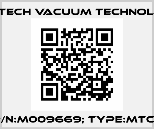 P/N:M009669; Type:MTC 1 EUROTECH Vacuum Technologies