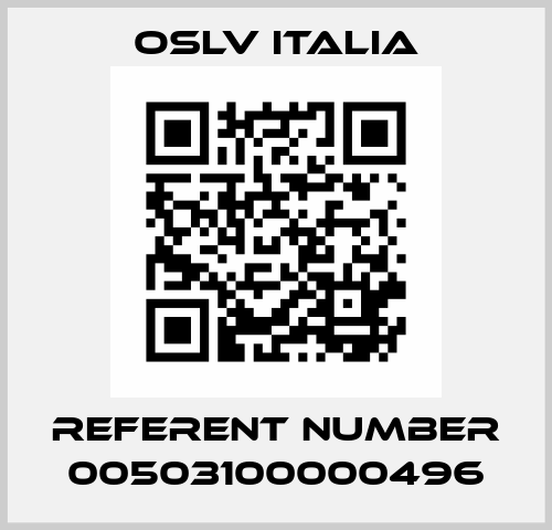 Referent number 00503100000496 OSLV Italia