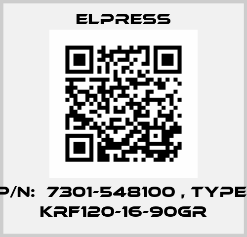 P/N:  7301-548100 , Type: KRF120-16-90GR Elpress
