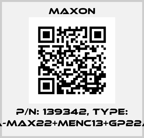 P/N: 139342, Type: A-max22+MENC13+GP22A Maxon