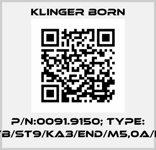p/n:0091.9150; Type: K900/VB/ST9/KA3/END/M5,0A/KL/Phw Klinger Born