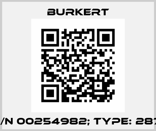 P/N 00254982; Type: 2871 Burkert
