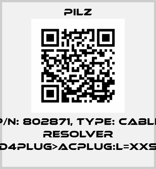 p/n: 802871, Type: Cable Resolver DD4plug>ACplug:L=xxSK Pilz