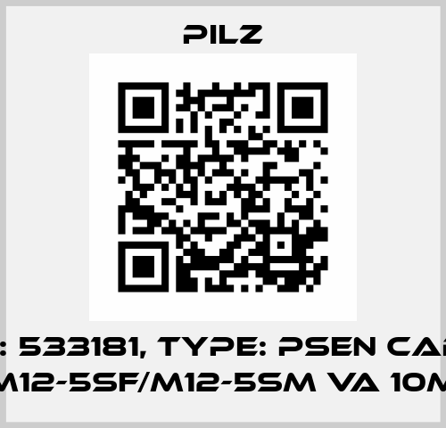 p/n: 533181, Type: PSEN cable M12-5sf/M12-5sm VA 10m Pilz