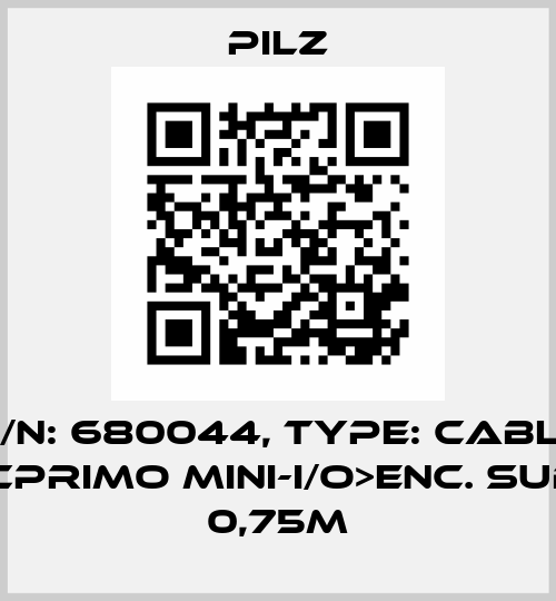 p/n: 680044, Type: Cable PMCprimo mini-I/O>enc. SubD9 0,75m Pilz