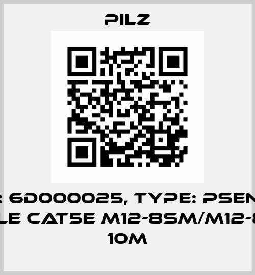 p/n: 6D000025, Type: PSEN sc cable CAT5e M12-8sm/M12-8sm, 10m Pilz