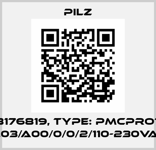 p/n: 8176819, Type: PMCprotego D.03/A00/0/0/2/110-230VAC Pilz