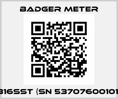 316SST (SN 53707600101) Badger Meter