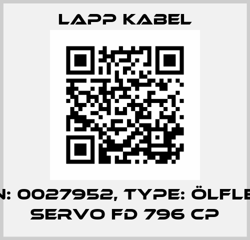 P/N: 0027952, Type: ÖLFLEX® SERVO FD 796 CP Lapp Kabel
