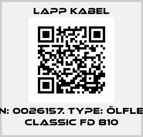 P/N: 0026157. type: ÖLFLEX® CLASSIC FD 810 Lapp Kabel