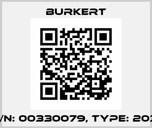 P/N: 00330079, Type: 2031 Burkert
