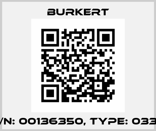 P/N: 00136350, Type: 0330 Burkert