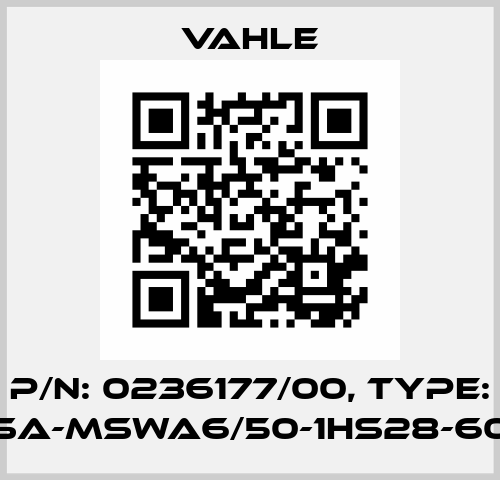P/n: 0236177/00, Type: SA-MSWA6/50-1HS28-60 Vahle
