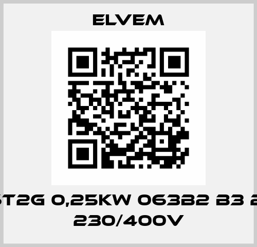 IE2 6T2G 0,25kW 063B2 B3 2800 230/400V Elvem