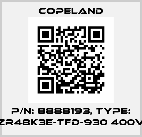 p/n: 8888193, Type: ZR48K3E-TFD-930 400V Copeland