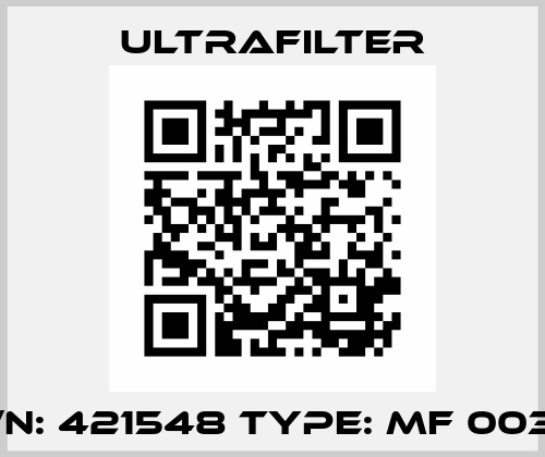 p/n: 421548 type: MF 0036 Ultrafilter