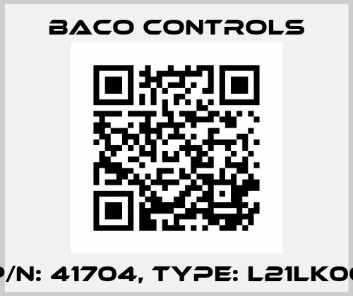 P/N: 41704, Type: L21LK00 Baco Controls