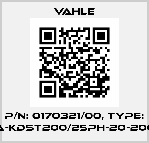 P/n: 0170321/00, Type: SA-KDST200/25PH-20-2000 Vahle