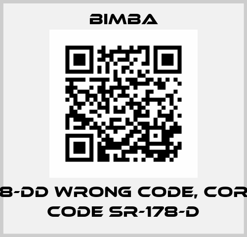 SR-178-DD wrong code, correct code SR-178-D Bimba